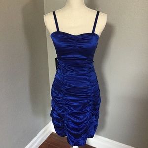 Express royal blue sweetheart ruched dress